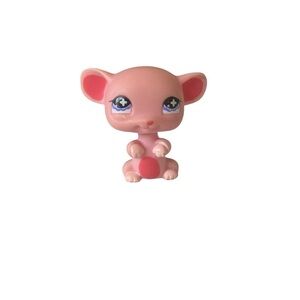 Littlest Pet Shop Pink Mouse LPS Purple Cross Eyes #633